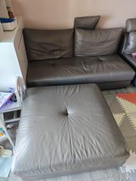 Pu Leather Sofa dark grey in good condi image 1