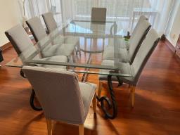 Glass Top Dinning Table with 8 Chairs image 1