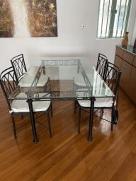 Irony Glass top table  matching chairs image 1