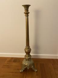 Tall imposing antique brass candle stick image 1