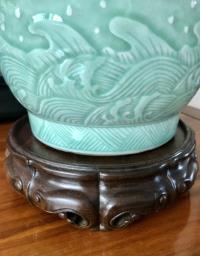 Vintage Chinese Dragon celadon vase image 6