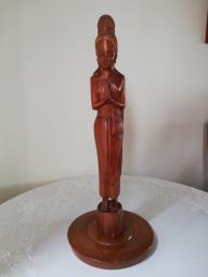Thai Hand Carved Wood Woman Statue image 1