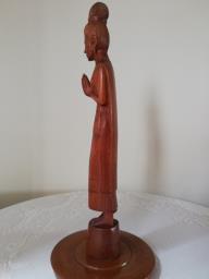 Thai Hand Carved Wood Woman Statue image 2