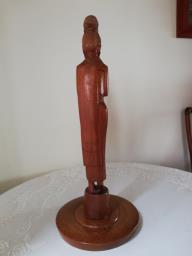 Thai Hand Carved Wood Woman Statue image 3