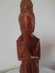 Thai Hand Carved Wood Woman Statue image 4