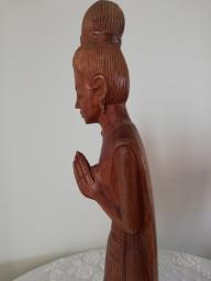 Thai Hand Carved Wood Woman Statue image 5