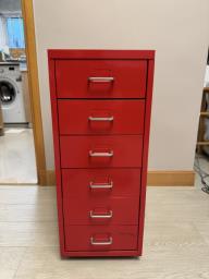 Ikea red metal cabinet image 1