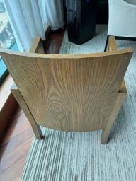 Real Wood Low Chair with Leather image 2