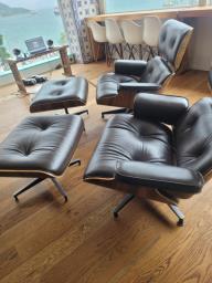 Replica Eames leather chair   footstool image 2