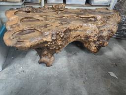 Wood Carved tea table with 4 seats image 4