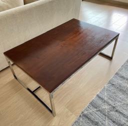 Wood  stainless steel coffee table image 2