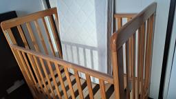 Wooden Baby cot and mattress image 2