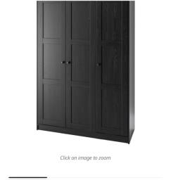 Nearly new 3 door Ikea wardrobe black image 1