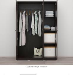 Nearly new 3 door Ikea wardrobe black image 5