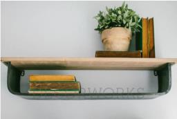 Recycled wood and metal wall shelves image 5