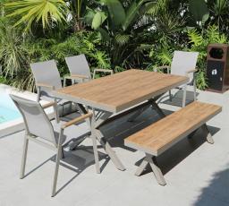 Outdoor Platinum Poly Wood Table Set image 1