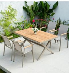 Outdoor Platinum Poly Wood Table Set image 3