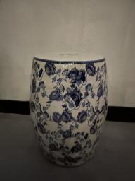 blue  white ceramic stools  side table image 1