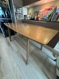 Brown wooden dining table extendable image 1
