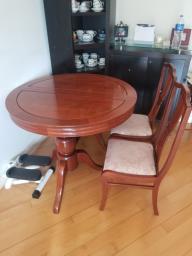 Rose wood dining round table 2 chair image 1