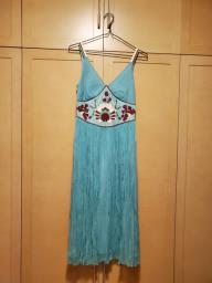 Aqua blue silk sleeveless maxi dress image 1