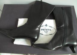Prada Womens Leather Black Boots image 2