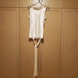Beige silk  off white sequin vest top image 3