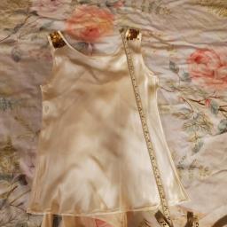 Beige silk  off white sequin vest top image 5