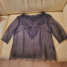 Black embroidered  organza blouse top image 1