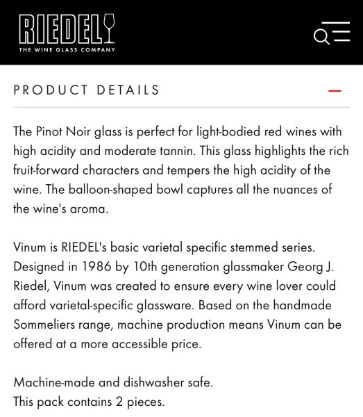 Riedel Vinum Pinot Noir - 2 Pk