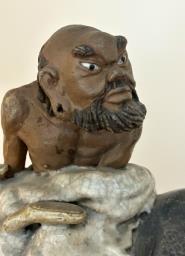 Antique Figurine Man On Rhinoceros image 3