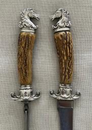 Antique Silver Plated Antler Carving Set image 2