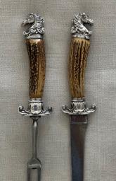 Antique Silver Plated Antler Carving Set image 6