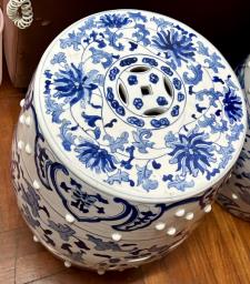 Blue and white ceramic garden stool image 2