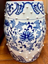 Blue and white ceramic garden stool image 1