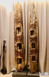 Hand-carved Wooden Wall Decor pair image 1