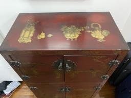 Pair of antique red cabinets image 2