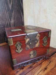 Qing Dynasty Hardwood Jewelry Box image 1