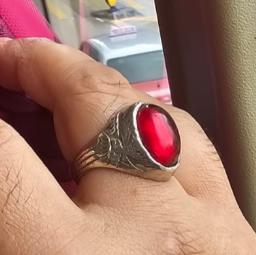 Ruby  in silver ring over 60 years old image 1