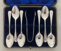 Silver Teaspoon  Sugar Tongs Set image 1