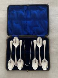 Silver Teaspoon  Sugar Tongs Set image 2