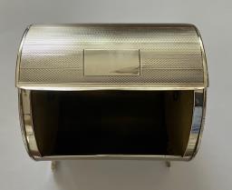 Solid Silver Art Deco Barrel Box image 1