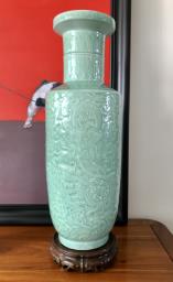 Vintage Chinese Dragon celadon vase image 1