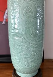 Vintage Chinese Dragon celadon vase image 2