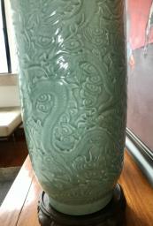 Vintage Chinese Dragon celadon vase image 5