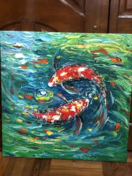 Lucky koi fish painting - Moving Sale image 1