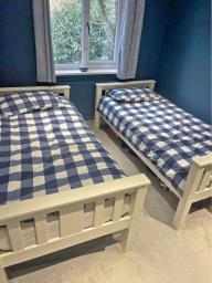 2x single wooden bed with Mattress image 1