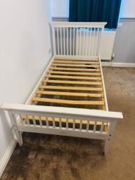 3ft White Single Wooden Bed Frame image 1