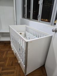 Baby bed frame and mattress image 1