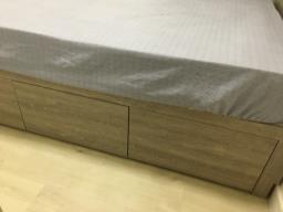 Bed frame w 3 drawers graygloss white image 1